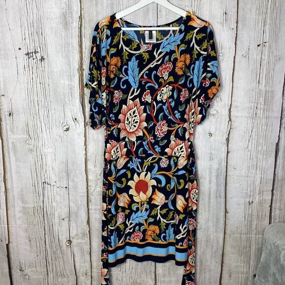 BCBG MAXAZRIA Floral Kimono Sleeve Lightweight Dress Size M   B - Picture 1 of 7